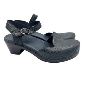 Dansko Sam Mary Jane Sandals Sz 41 (US‎ 10.5-11) Embossed Leather Closed-Toe
